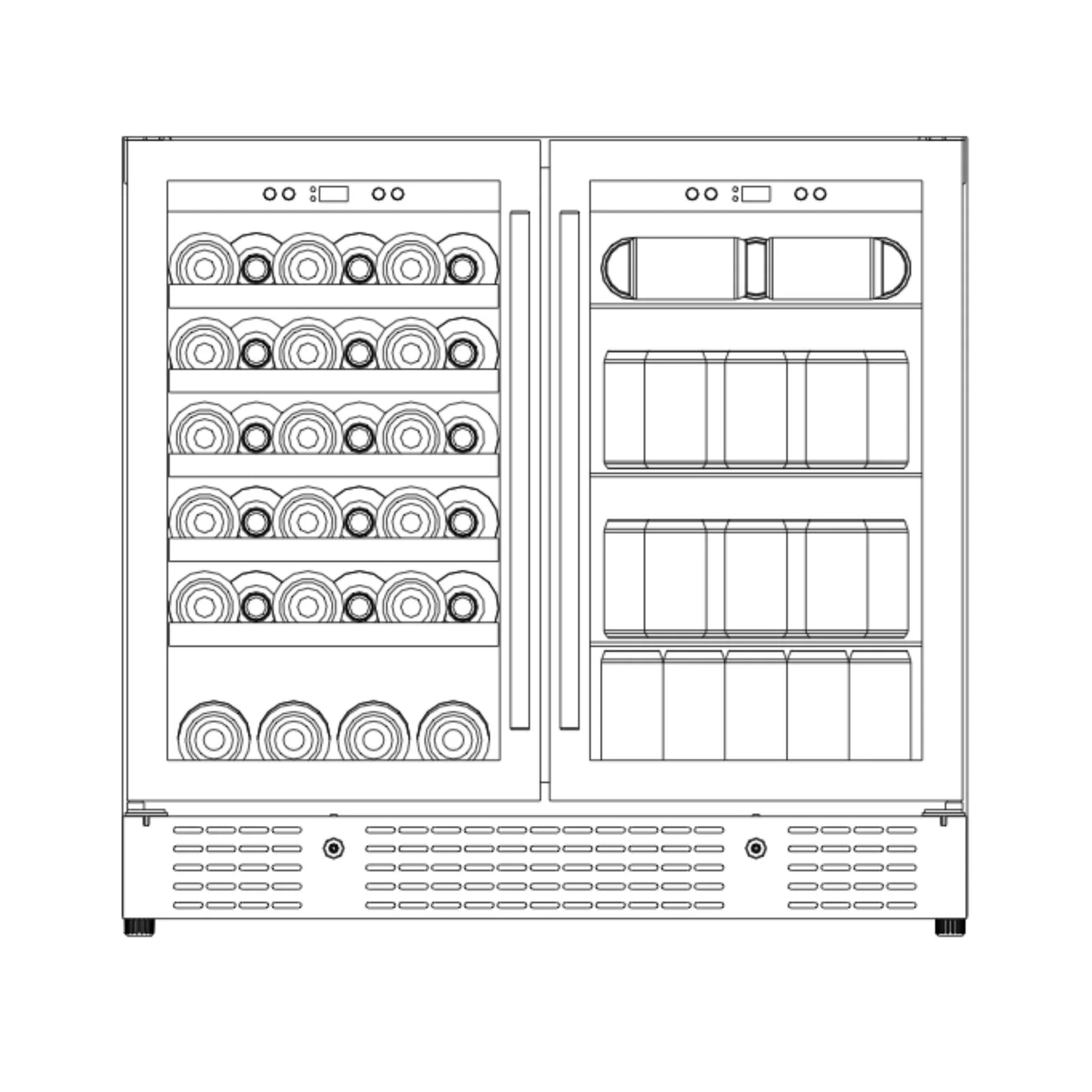 King's Bottle 36-Inch Wine & Beverage Refrigeration Combo with LOW-E Glass Door