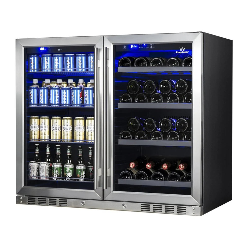 King's Bottle 39-Inch Under-Counter Wine & Beverage Refrigeration Combo
