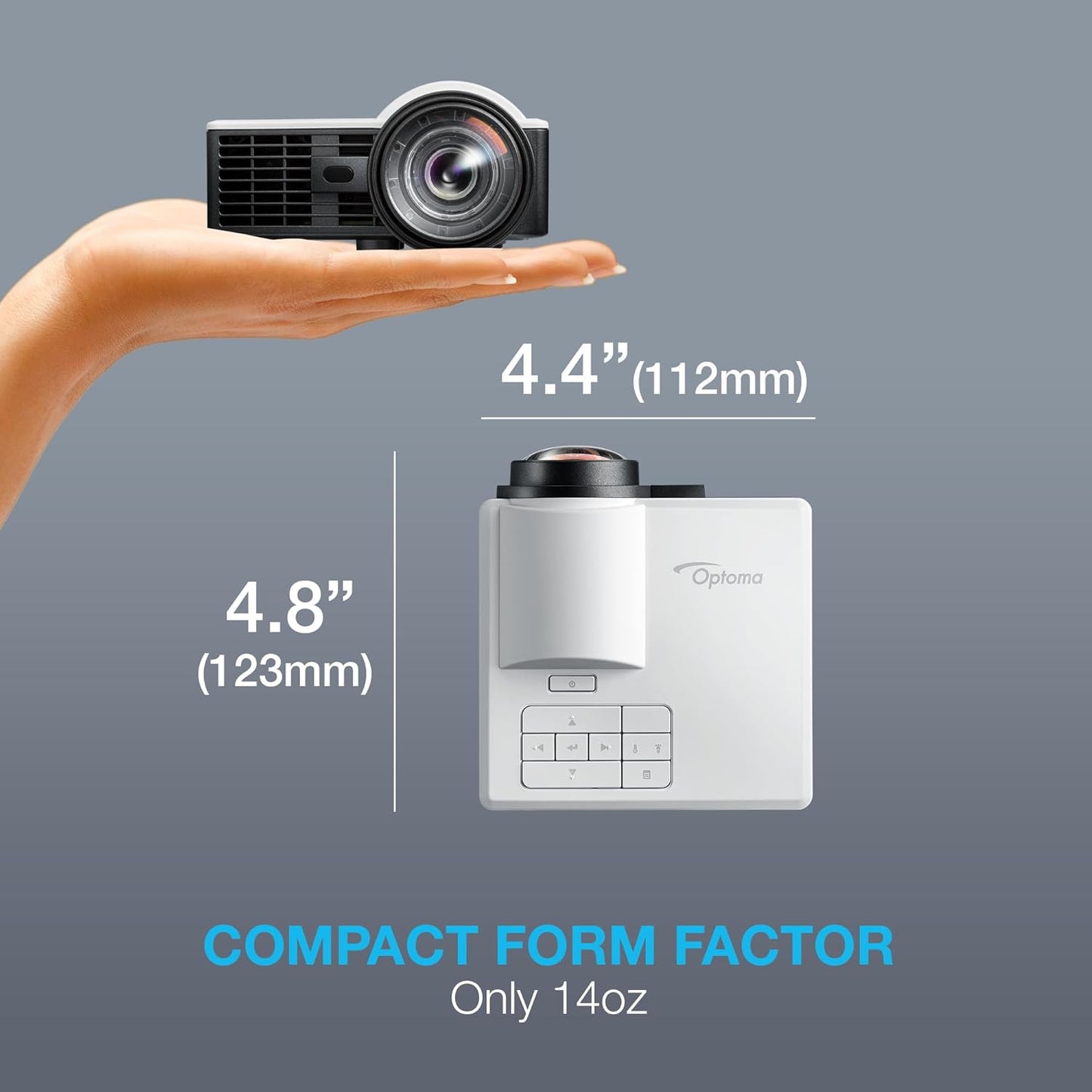 Optoma ML1050STi Portable Short-Throw LED Projector – Enhanced Gaming Mode (16ms), Auto Focus, Built-in Speaker & Media Player