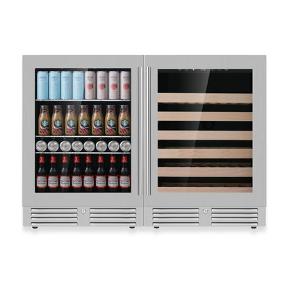 King's Bottle 48-Inch Under-Counter Wine & Beverage Refrigeration Combo with LOW-E Glass Door