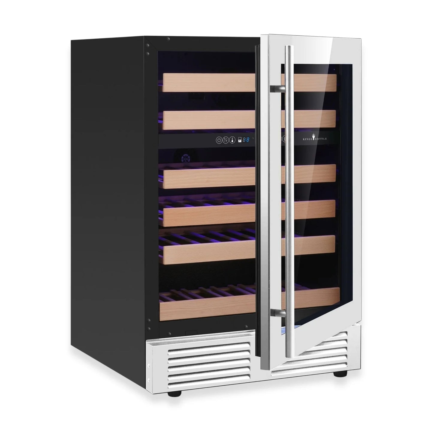 King's Bottle 24-Inch Under-Counter Dual Zone Wine Cooler with LOW E Glass Door