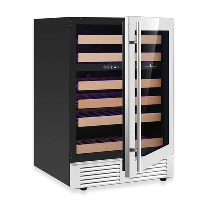 King's Bottle 24-Inch Under-Counter Dual Zone Wine Cooler with LOW E Glass Door