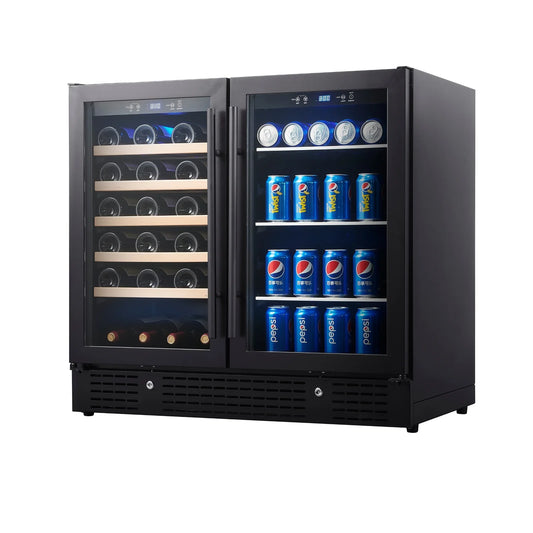 King's Bottle 36-Inch Wine & Beverage Refrigeration Combo with LOW-E Glass Door
