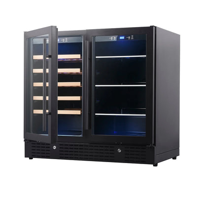 King's Bottle 36-Inch Wine & Beverage Refrigeration Combo with LOW-E Glass Door