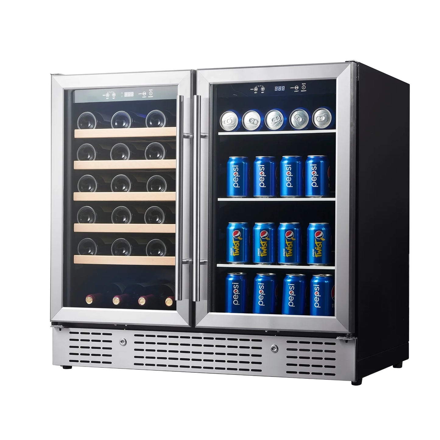 King's Bottle 36-Inch Wine & Beverage Refrigeration Combo with LOW-E Glass Door