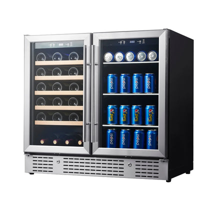 King's Bottle 36-Inch Wine & Beverage Refrigeration Combo with LOW-E Glass Door