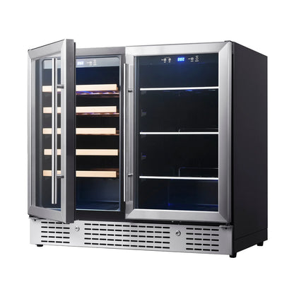 King's Bottle 36-Inch Wine & Beverage Refrigeration Combo with LOW-E Glass Door