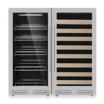 King's Bottle 47-Inch Tall Upright Wine & Beverage Refrigeration Combo with LOW-E Glass Door