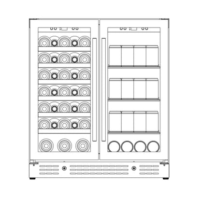 King's Bottle 30-Inch Wine & Beverage Refrigeration Combo with LOW-E Glass Door