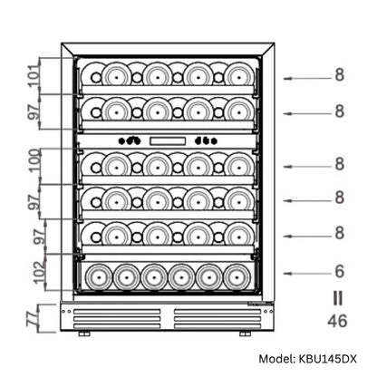 King's Bottle 48-Inch Under-Counter Wine & Beverage Refrigeration with 3 Temp Zones