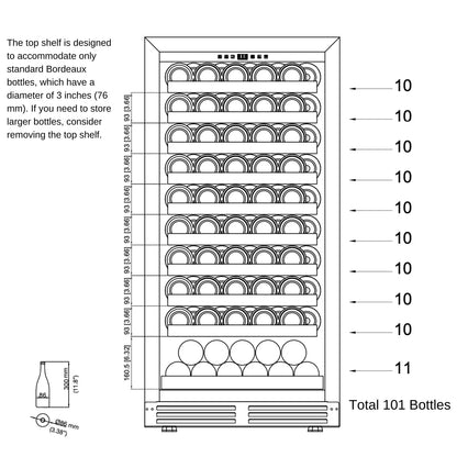 King's Bottle 47-Inch Tall Single Zone Wine Cooler with LOW-E Glass Door