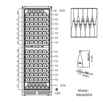 King's Bottle Tall Dual Zone Upright Wine Cooler with LOW-E Glass & Silent Cooling