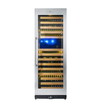 King's Bottle Tall Large Wine Refrigerator with Glass Door with Stainless Steel Trim